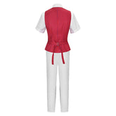 Wicked Musical Prince Fiyero Red Vest White Set Outfits Cosplay Costume